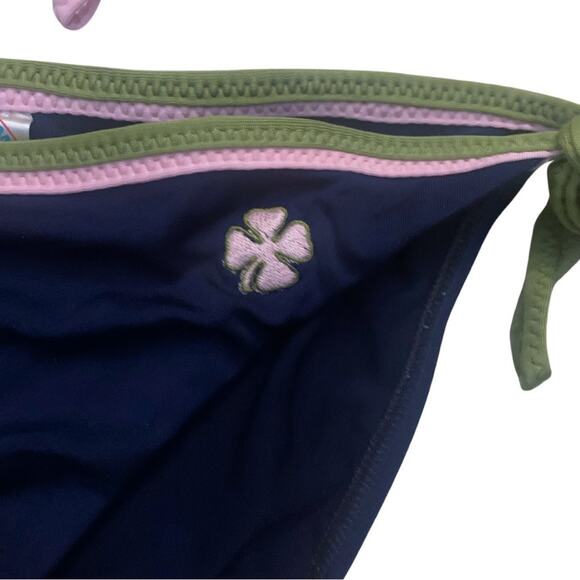 Lucky Brand Navy Blue Bikini Top Adjustable Tie Bottom Medium Bathing Suit - Picture 2 of 10